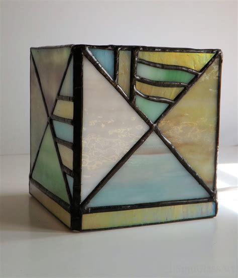 Pastel Triangles Light Box Stained Glass Table Accent Lamp Night Light Pastels Blue Pink Yellow