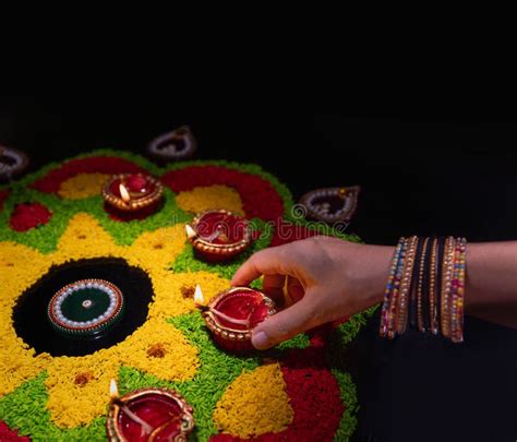 Clay Diya Lamps Lit During Diwali Celebration Diwali Or Deepavali Is