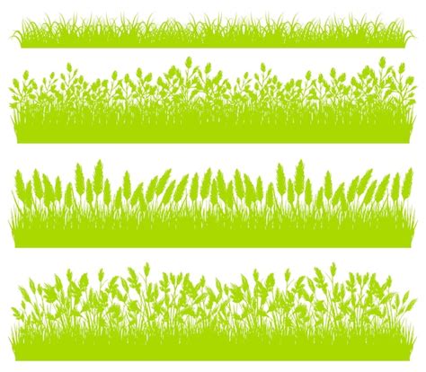 Premium Vector Green Grass Borders Set Isolated On White Background Vector