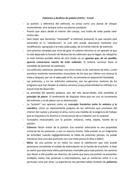 Apuntes Pulsiones Y Destinos De Pulsión 1915 Sigmund Freud Pdf Sadomasoquismo Sicología