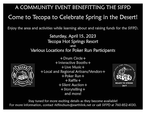 Tecopa Community Event April 15 2023 To Benefit The Southern Inyo Fire