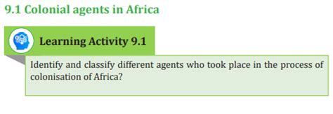 Course History SSE Copy 1 Topic UNIT 9 ROLE OF COLONIAL AGENTS IN