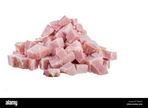 Ham cubes isolated on white background Stock Photo - Alamy