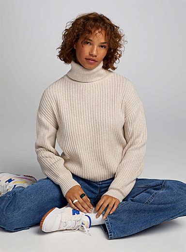 Puff Sleeve Ribbed Turtleneck Sweater Twik Shop Womens Turtlenecks And Mock Necks Simons