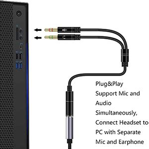 Vjk Headphone Mic Splitters Cable Ctia Standard Mm Female To Dual