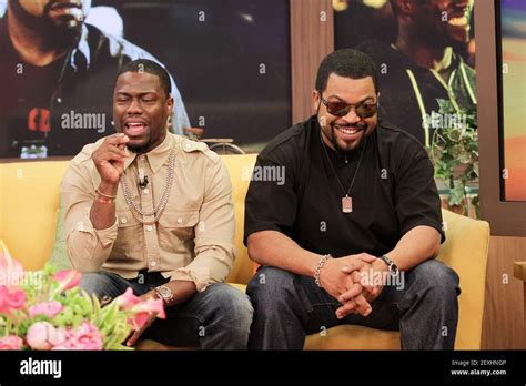 Kevin Hart and Ice Cube are seen on the set of Univision's 'Despierta America' to promote the ...