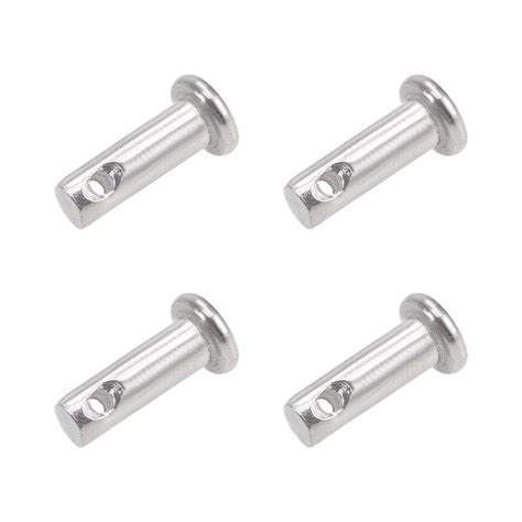 Uxcell Single Hole Clevis Pins 4mm X 12mm Flat Head 304 Stainless Steel Link Hinge Pin 4pcs