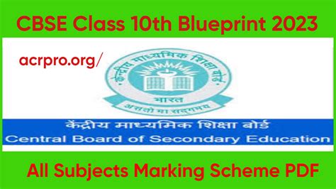 CBSE Class 10th Blueprint 2023 All Subjects Marking Scheme PDF