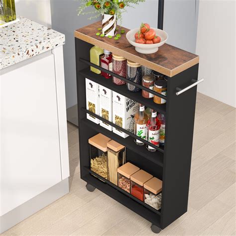 Skinny Slim Storage Cart For Top Space Room Rolling Narrow Kitchen Cart On Wheels