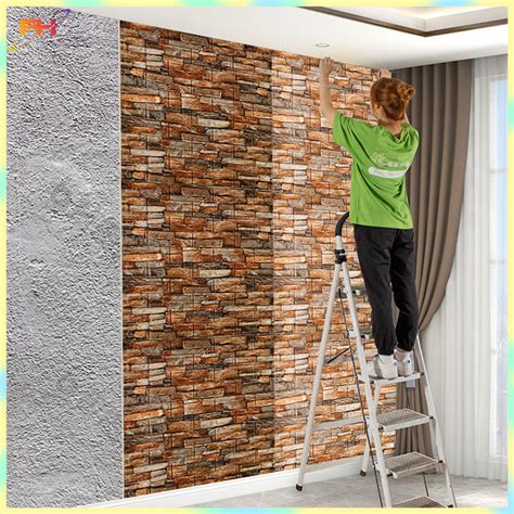 3D Retro Wallpaper Sticker Big Size 70x77cm Foam Bricks Waterproof Wall