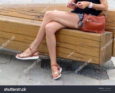 Woman Naked Legs Sitting On Wooden Stock Photo Edit Now 1123090685