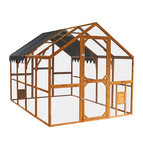 "Pefilos Large 110"" Wooden Outdoor Cat Cage, Weatherproof Run Enclosure, Catio Kitten Condo ...