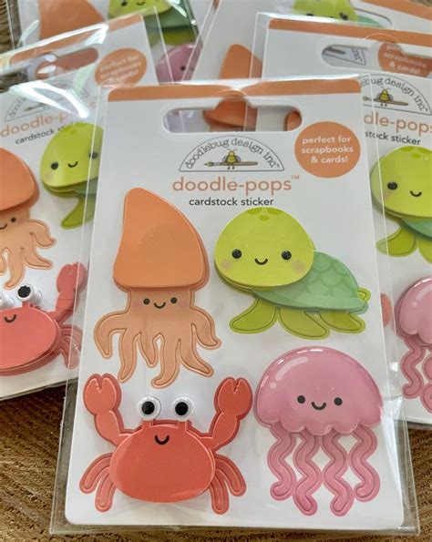 Discontinued Shore Is Fun Doodle Pops 3D Cardstock Sticker Doodlebug