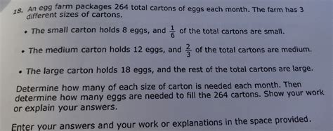 Solved An Egg Farm Packages 264 Total Cartons Of Eggs Each Month The