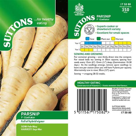 Parsnip F1 Gladiator Seeds Suttons