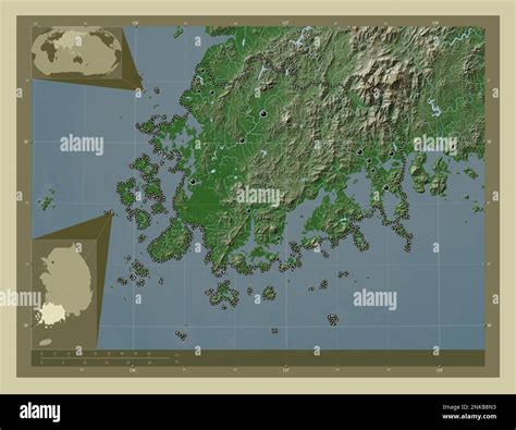 Jeollanam do provincia de Corea del Sur Mapa de elevación coloreado