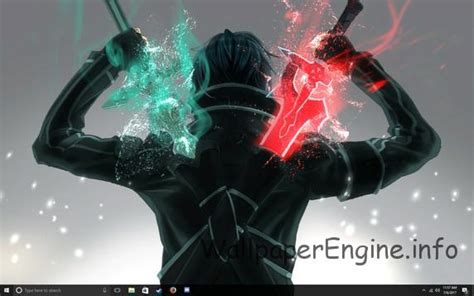 Живые обои SAO - Kirito Dual Wielding - Wallpaper Engine