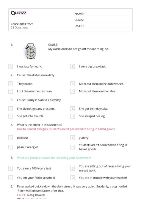 50 Cause And Effect Worksheets For 1st Grade On Quizizz Free And Printable