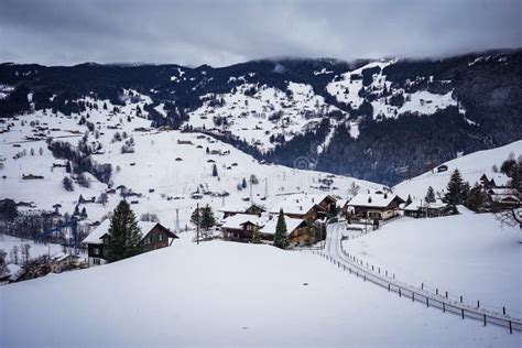 Scenic Mountain View of Grindelwald, Switzerland in Winter Stock Photo ...