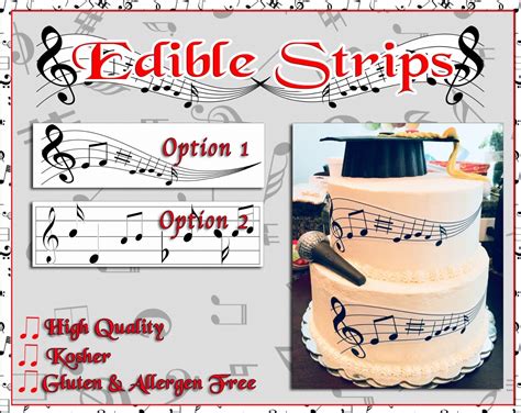 Edible Music Notes Strips For Cakes Sugar Paper Frosting Images Bar