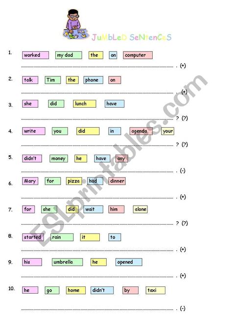 Scrambled Sentence Worksheet