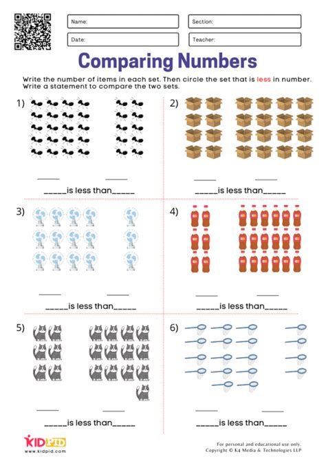 Comparing Sets Worksheets For Grade 1