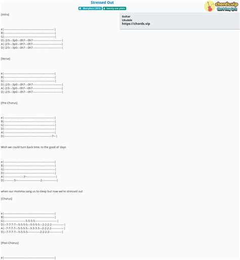 Chord: Stressed Out - tab, song lyric, sheet, guitar, ukulele | chords.vip