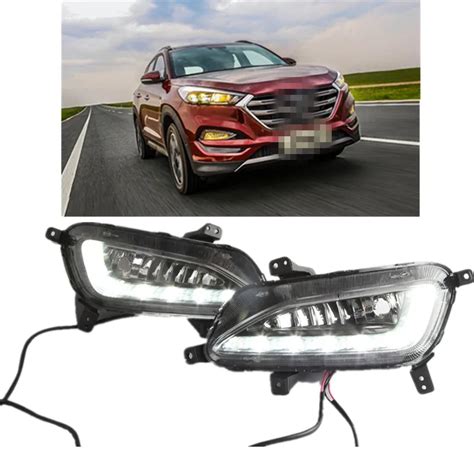 Car Styling White Led Daytime Running Light Fog Lamp For Hyundai Tucson