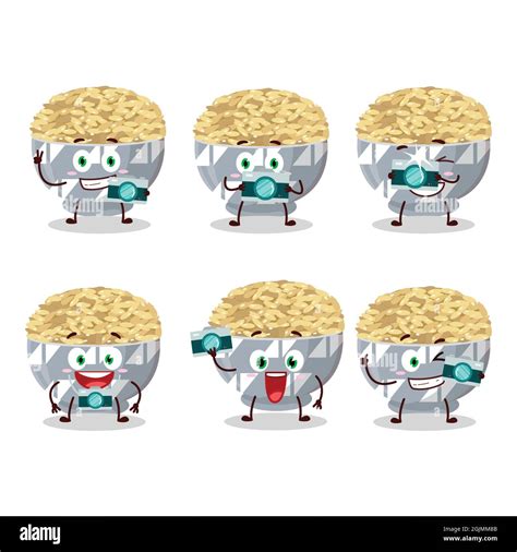 Photographer Profession Emoticon With Parboied Long Grain Rice Cartoon