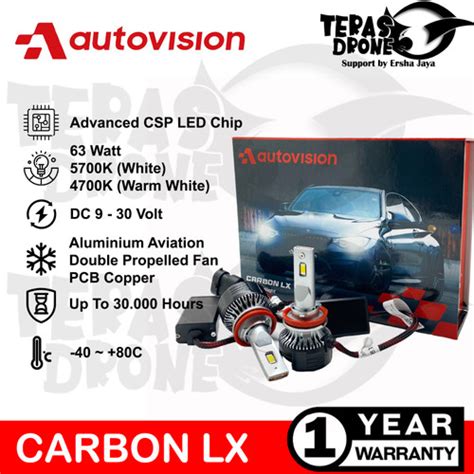 Jual LED Autovision Carbon LX H1 H4 H7 H11 HB3 63 Watt 5700K