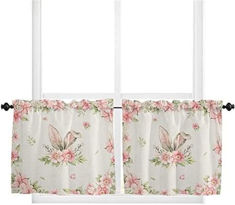 Easter Bunny Ears Window Tier Curtains Inches Long Set Of Panels