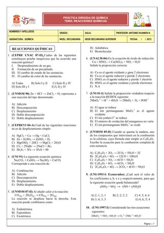 Práctica de reacciones químicas 4 to selección PDF