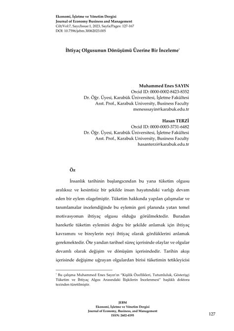 PDF İhtiyaç Olgusunun Dönüşümü Üzerine Bir İnceleme