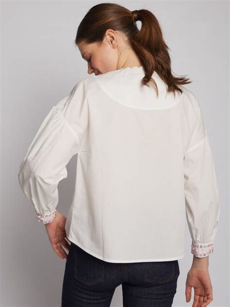 Vilagallo Embellished Cotton Shirt White Women S Society Boutique