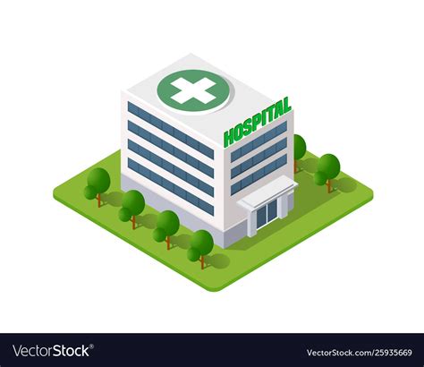 Hospital Isometric 3d Building Royalty Free Vector Image