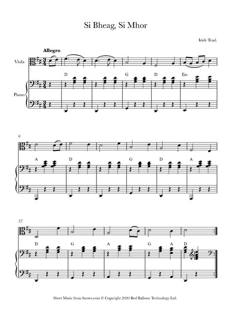 Si Bheag Si Mhor Irish Trad For Viola Free Sheet Music For Viola