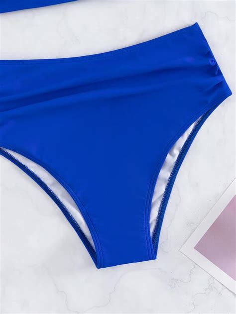 SHEIN Swim Vcay Criss Cross Ruched High Waisted Bikini Swimsuit SHEIN USA
