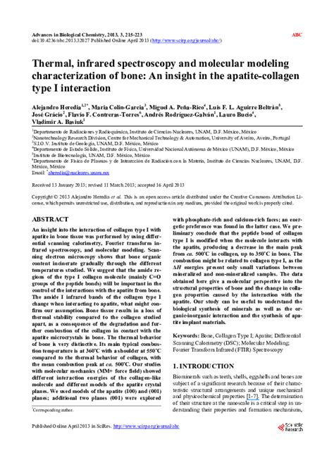 Pdf Thermal Infrared Spectroscopy And Molecular Modeling Characterization Of Bone An Insight