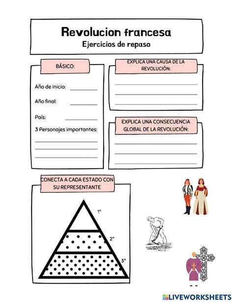 A Spanish Worksheet With The Words Revolution Francesa And An Image Of