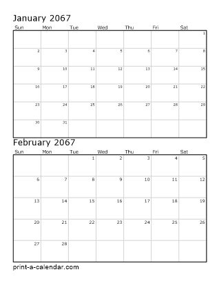 Download 2067 Printable Calendars