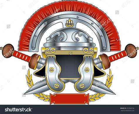 Roman Centurion Helmet With Crossed Swords Stock Vector Illustration