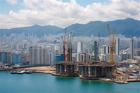 Kota Hongkong Arsitektur Resolusi Tinggi Awan Latar Belakang Untuk