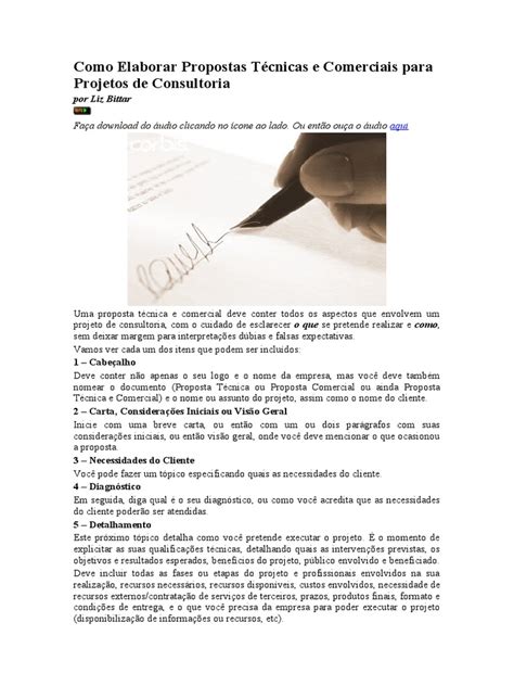 Como Elaborar Propostas Técnicas e Comerciais para Projetos de Consultoria