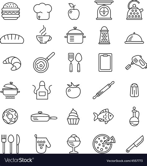 Cooking Icons Symbols Royalty Free Vector Image