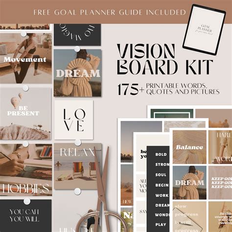 Vision Board Kit Printable 2023 Vision Board Motivational Etsy