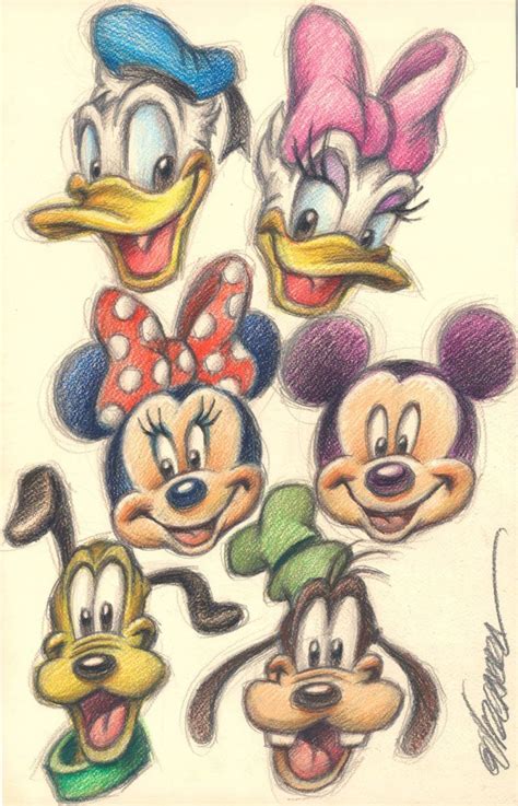 Pin by april waller on Colored artwork | Disney character drawings ...