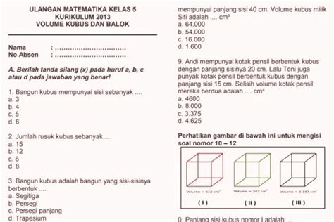 Contoh Soal Matematika Kelas 6 Sd Bangun Ruang Pdf