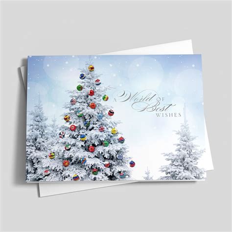 International Tree Card Flags From Brookhollow Silver Foil White