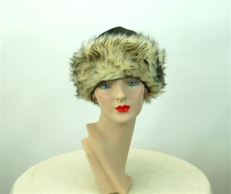 1960s Winter Hat Fur Hat Black Vinyl And Faux Fur Bet Gem