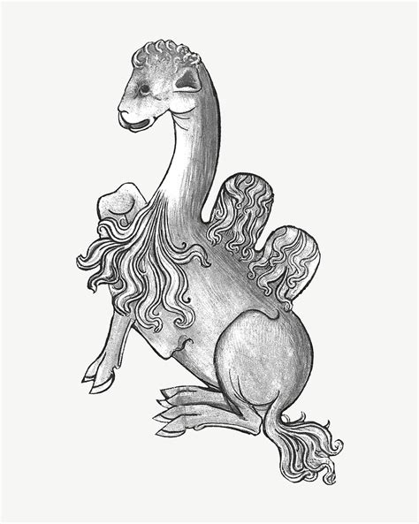 Vintage Mythical Creature Illustration Psd Premium Psd Illustration